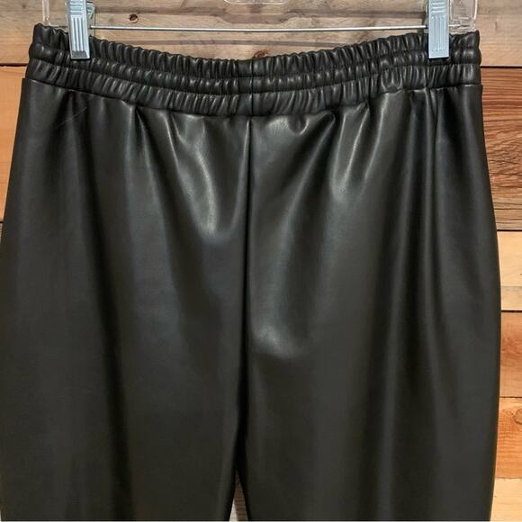 STUDIO Badgley Mischka Faux Leather Drawstring Jogger Pants Black Size M - Picture 11 of 13